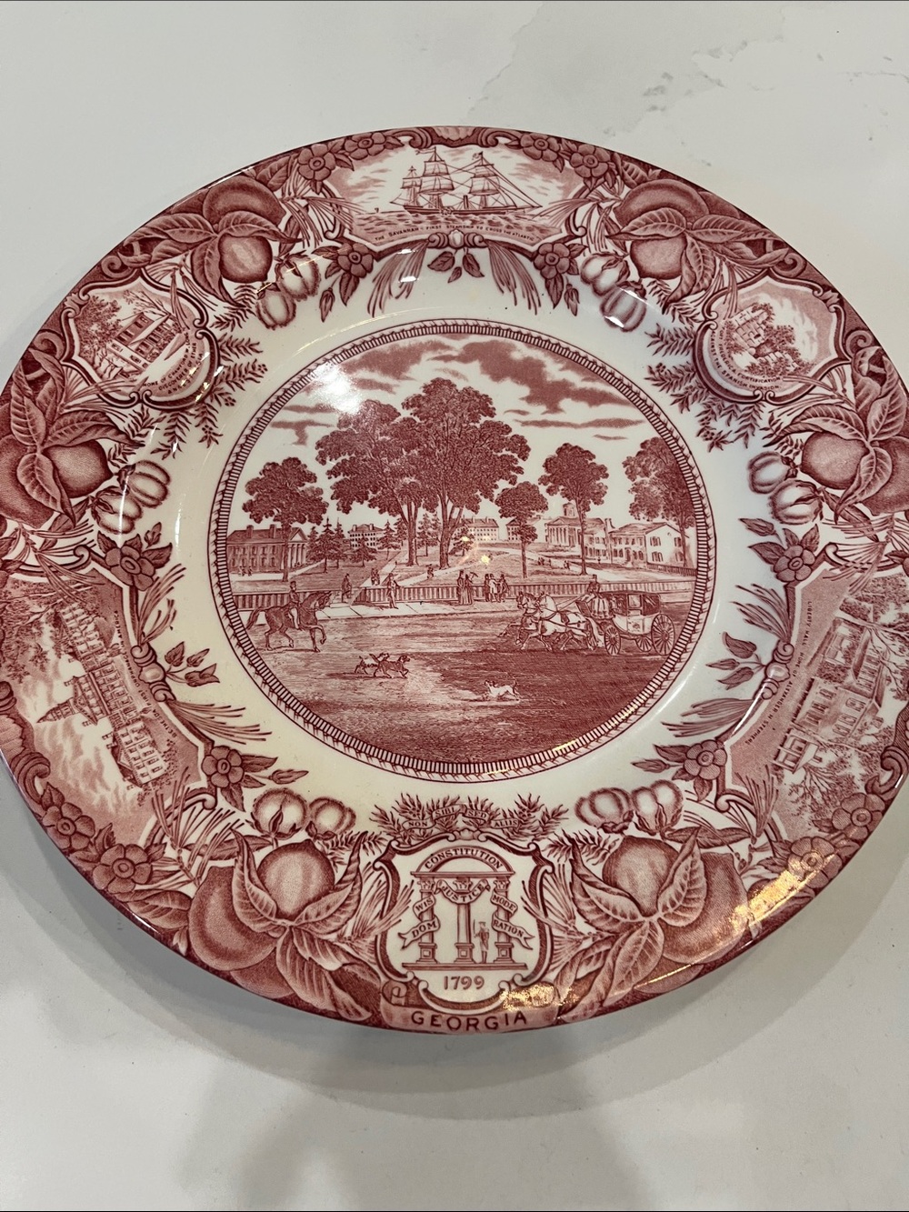 Wedgwood University of Georgia Transferware Plate in Burgundy